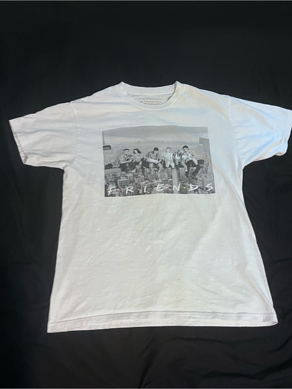 FRIENDS White Short Sleeve Graphic Tee with Monochrome Cast Photo